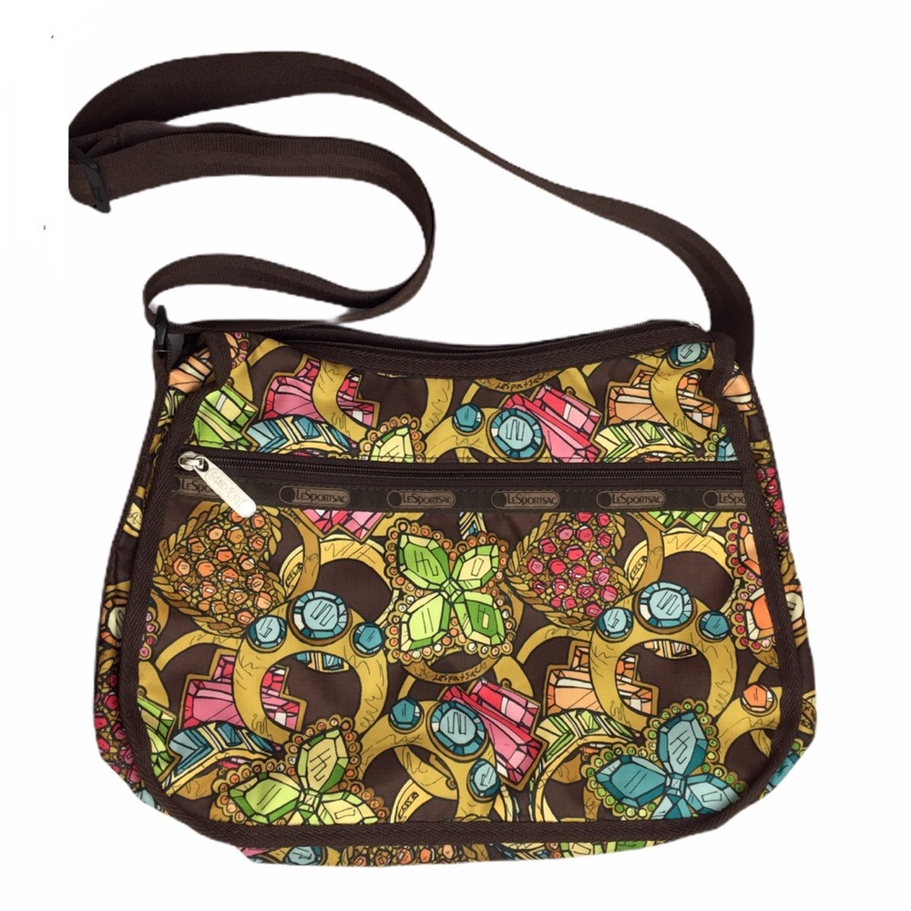 LeSportSac Brown Diamond Print Crossbody Bag